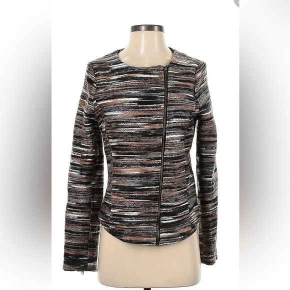 Sabine Jackets & Blazers - Sabine Tweed Scoop Neck Asymmetrical Zip Blazer Jacket Size M